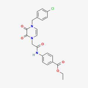 ethyl 4-(2-(4-(4-chlorobenzyl)-2,3-dioxo-3,4-dihydropyrazin-1(2H)-yl)acetamido)benzoate