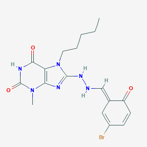 8-[2-[(E)-(3-bromo-6-oxocyclohexa-2,4-dien-1-ylidene)methyl]hydrazinyl]-3-methyl-7-pentylpurine-2,6-dione