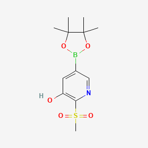 molecular formula C12H18BNO5S B2740147 2-Methanesulfonyl-5-(tetramethyl-1,3,2-dioxaborolan-2-yl)pyridin-3-ol CAS No. 2377607-27-5