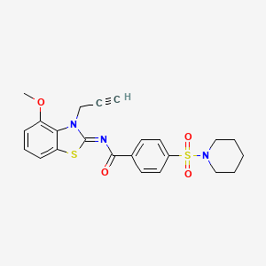 molecular formula C23H23N3O4S2 B2740149 N-(4-methoxy-3-prop-2-ynyl-1,3-benzothiazol-2-ylidene)-4-piperidin-1-ylsulfonylbenzamide CAS No. 868377-28-0