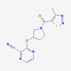 3-((1-(4-Methyl-1,2,3-thiadiazole-5-carbonyl)pyrrolidin-3-yl)oxy)pyrazine-2-carbonitrile