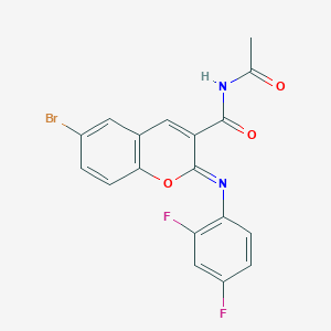 molecular formula C18H11BrF2N2O3 B2740158 (2Z)-N-acetyl-6-bromo-2-[(2,4-difluorophenyl)imino]-2H-chromene-3-carboxamide CAS No. 313245-24-8