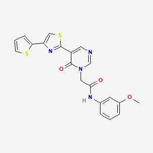 molecular formula C20H16N4O3S2 B2740162 N~1~-(3-methoxyphenyl)-2-[6-oxo-5-[4-(2-thienyl)-1,3-thiazol-2-yl]-1(6H)-pyrimidinyl]acetamide CAS No. 1251572-67-4