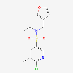 molecular formula C13H15ClN2O3S B2740164 6-chloro-N-ethyl-N-[(furan-3-yl)methyl]-5-methylpyridine-3-sulfonamide CAS No. 1390240-03-5