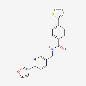 molecular formula C21H16N2O2S B2740173 N-((6-(furan-3-yl)pyridin-3-yl)methyl)-4-(thiophen-2-yl)benzamide CAS No. 2034332-67-5