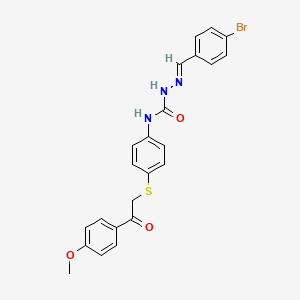 (E)-2-(4-bromobenzylidene)-N-(4-((2-(4-methoxyphenyl)-2-oxoethyl)thio)phenyl)hydrazinecarboxamide