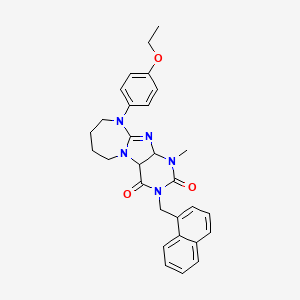molecular formula C29H29N5O3 B2740182 10-(4-ethoxyphenyl)-1-methyl-3-[(naphthalen-1-yl)methyl]-1H,2H,3H,4H,6H,7H,8H,9H,10H-[1,3]diazepino[1,2-g]purine-2,4-dione CAS No. 923490-59-9