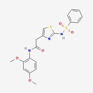 molecular formula C19H19N3O5S2 B2740184 N-(2,4-二甲氧基苯基)-2-(2-(苯基磺酰氨基)噻唑-4-基)乙酰胺 CAS No. 922055-09-2