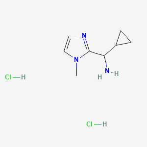 molecular formula C8H15Cl2N3 B2740188 环丙基-(1-甲基咪唑-2-基)甲胺；二盐酸盐 CAS No. 2378502-89-5