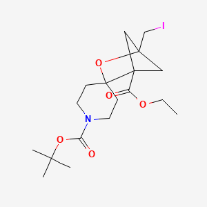 molecular formula C18H28INO5 B2740189 1'-Tert-butyl 1-ethyl 4-(iodomethyl)-3-oxaspiro[bicyclo[2.1.1]hexane-2,4'-piperidine]-1,1'-dicarboxylate CAS No. 2225141-25-1