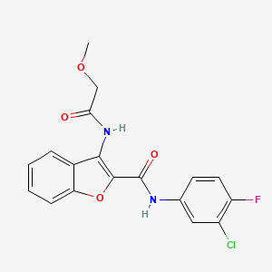 molecular formula C18H14ClFN2O4 B2740191 N-(3-chloro-4-fluorophenyl)-3-(2-methoxyacetamido)benzofuran-2-carboxamide CAS No. 888464-15-1