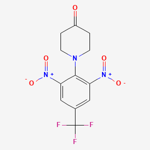 molecular formula C12H10F3N3O5 B2740199 1-[2,6-dinitro-4-(trifluoromethyl)phenyl]tetrahydro-4(1H)-pyridinone CAS No. 338757-95-2