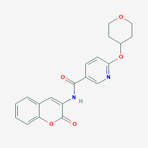 molecular formula C20H18N2O5 B2740208 N-(2-oxo-2H-chromen-3-yl)-6-((tetrahydro-2H-pyran-4-yl)oxy)nicotinamide CAS No. 2034390-77-5