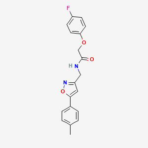 molecular formula C19H17FN2O3 B2740228 2-(4-氟苯氧基)-N-((5-(对甲苯基)异噁唑-3-基)甲基)乙酰胺 CAS No. 946340-61-0