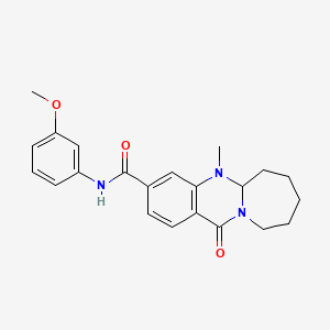 molecular formula C22H25N3O3 B2740231 N-(3-甲氧基苯基)-5-甲基-12-氧代-5,5a,6,7,8,9,10,12-八氢吖啶并[2,1-b]喹唑啉-3-羧酰胺 CAS No. 1775409-11-4