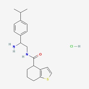 molecular formula C20H27ClN2OS B2740235 N-[2-Amino-2-(4-propan-2-ylphenyl)ethyl]-4,5,6,7-tetrahydro-1-benzothiophene-4-carboxamide;hydrochloride CAS No. 2418715-96-3
