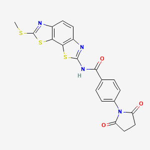 molecular formula C20H14N4O3S3 B2740253 4-(2,5-dioxopyrrolidin-1-yl)-N-(2-methylsulfanyl-[1,3]thiazolo[4,5-g][1,3]benzothiazol-7-yl)benzamide CAS No. 477503-54-1