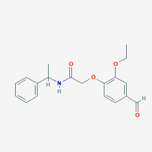 molecular formula C19H21NO4 B2740255 2-(2-ethoxy-4-formylphenoxy)-N-(1-phenylethyl)acetamide CAS No. 881602-71-7