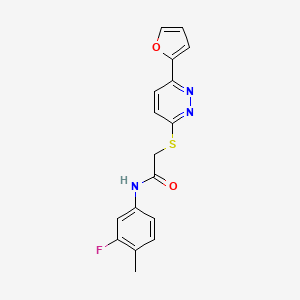 N-(3-fluoro-4-methylphenyl)-2-[6-(furan-2-yl)pyridazin-3-yl]sulfanylacetamide