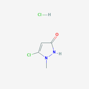 molecular formula C4H6Cl2N2O B2740274 3-Chloro-2-methyl-1H-pyrazol-5-one;hydrochloride CAS No. 2402839-77-2