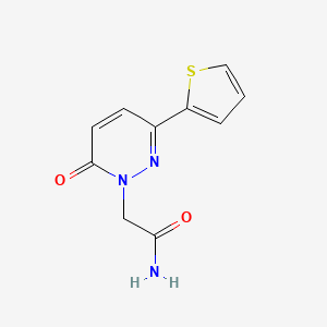 molecular formula C10H9N3O2S B2740276 2-(6-氧代-3-噻吩-2-基吡啶并-1-基)乙酰胺 CAS No. 922895-40-7