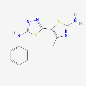 molecular formula C12H11N5S2 B2740283 5-(2-amino-4-methyl-1,3-thiazol-5-yl)-N-phenyl-1,3,4-thiadiazol-2-amine CAS No. 637326-91-1