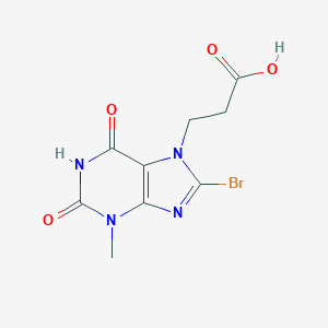 molecular formula C9H9BrN4O4 B274029 3-(8-bromo-3-methyl-2,6-dioxo-1,2,3,6-tetrahydro-7H-purin-7-yl)propanoic acid 