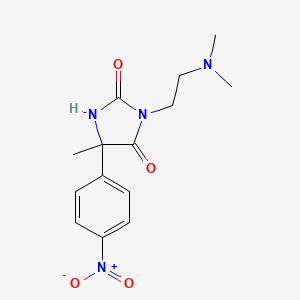 molecular formula C14H18N4O4 B2740296 3-(2-Dimethylamino-ethyl)-5-methyl-5-(4-nitro-phenyl)-imidazolidine-2,4-dione CAS No. 302323-12-2