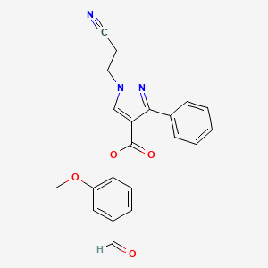 (4-Formyl-2-methoxyphenyl) 1-(2-cyanoethyl)-3-phenylpyrazole-4-carboxylate