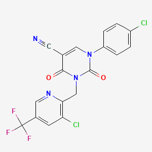 1-(4-Chlorophenyl)-3-{[3-chloro-5-(trifluoromethyl)-2-pyridinyl]methyl}-2,4-dioxo-1,2,3,4-tetrahydro-5-pyrimidinecarbonitrile