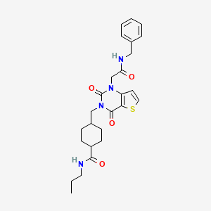 4-((1-(2-(benzylamino)-2-oxoethyl)-2,4-dioxo-1,2-dihydrothieno[3,2-d]pyrimidin-3(4H)-yl)methyl)-N-propylcyclohexanecarboxamide