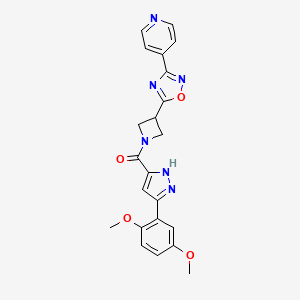 molecular formula C22H20N6O4 B2740318 (3-(2,5-dimethoxyphenyl)-1H-pyrazol-5-yl)(3-(3-(pyridin-4-yl)-1,2,4-oxadiazol-5-yl)azetidin-1-yl)methanone CAS No. 1319123-69-7