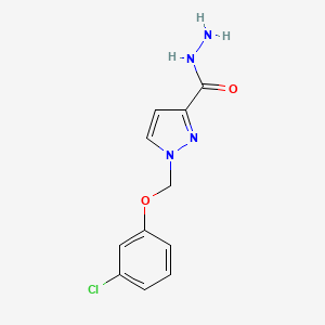 molecular formula C11H11ClN4O2 B2740321 1-((3-Chlorophenoxy)methyl)-1H-pyrazole-3-carbohydrazide CAS No. 1004194-09-5