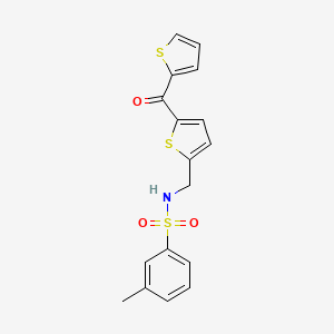 molecular formula C17H15NO3S3 B2740333 3-methyl-N-((5-(thiophene-2-carbonyl)thiophen-2-yl)methyl)benzenesulfonamide CAS No. 1421527-79-8