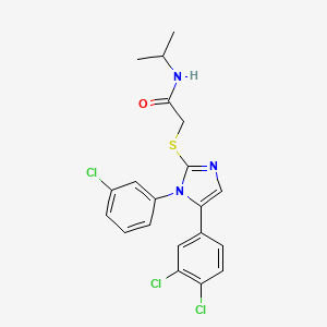molecular formula C20H18Cl3N3OS B2740338 2-((1-(3-chlorophenyl)-5-(3,4-dichlorophenyl)-1H-imidazol-2-yl)thio)-N-isopropylacetamide CAS No. 1207010-39-6