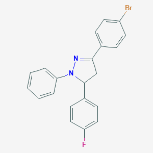 molecular formula C21H16BrFN2 B274035 3-(4-bromophenyl)-5-(4-fluorophenyl)-1-phenyl-4,5-dihydro-1H-pyrazole 