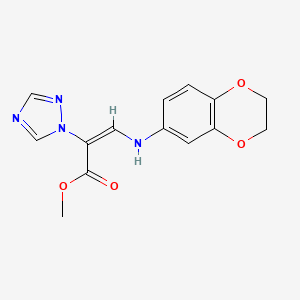 methyl (2E)-3-[(2,3-dihydro-1,4-benzodioxin-6-yl)amino]-2-(1H-1,2,4-triazol-1-yl)prop-2-enoate