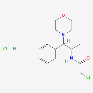molecular formula C15H22Cl2N2O2 B2740360 2-氯-N-(1-甲基-2-吗啉-4-基-2-苯乙基)乙酰胺盐酸盐 CAS No. 1052542-78-5
