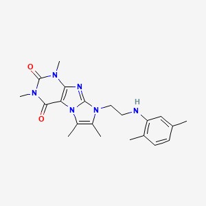 molecular formula C21H26N6O2 B2740368 6-[2-(2,5-二甲基苯胺基)乙基]-2,4,7,8-四甲基嘌呤[7,8-a]咪唑-1,3-二酮 CAS No. 923151-93-3