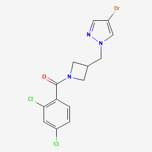 molecular formula C14H12BrCl2N3O B2740377 4-bromo-1-{[1-(2,4-dichlorobenzoyl)azetidin-3-yl]methyl}-1H-pyrazole CAS No. 2415632-40-3
