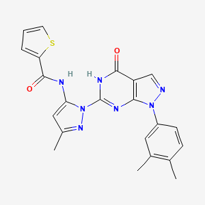 N-(1-(1-(3,4-dimethylphenyl)-4-oxo-4,5-dihydro-1H-pyrazolo[3,4-d]pyrimidin-6-yl)-3-methyl-1H-pyrazol-5-yl)thiophene-2-carboxamide