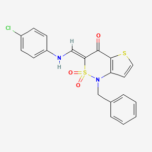 (Z)-1-benzyl-3-(((4-chlorophenyl)amino)methylene)-1H-thieno[3,2-c][1,2]thiazin-4(3H)-one 2,2-dioxide