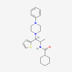 molecular formula C24H33N3OS B2740394 N-(1-(4-phenylpiperazin-1-yl)-1-(thiophen-2-yl)propan-2-yl)cyclohexanecarboxamide CAS No. 863017-29-2