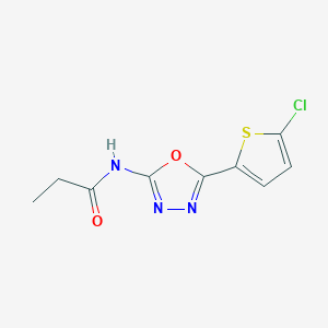 molecular formula C9H8ClN3O2S B2740398 N-(5-(5-chlorothiophen-2-yl)-1,3,4-oxadiazol-2-yl)propionamide CAS No. 865543-65-3