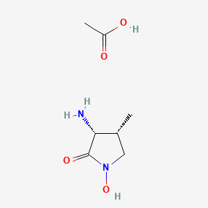 molecular formula C7H14N2O4 B2740400 (3R,4R)-3-Amino-1-hydroxy-4-methyl-2-pyrrolidinone Acetate CAS No. 1072933-71-1