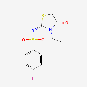 (E)-N-(3-ethyl-4-oxothiazolidin-2-ylidene)-4-fluorobenzenesulfonamide