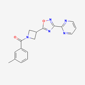 molecular formula C17H15N5O2 B2740403 2-{5-[1-(3-methylbenzoyl)azetidin-3-yl]-1,2,4-oxadiazol-3-yl}pyrimidine CAS No. 1323775-50-3