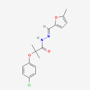 molecular formula C16H17ClN2O3 B2740407 2-(4-chlorophenoxy)-2-methyl-N-[(E)-(5-methylfuran-2-yl)methylideneamino]propanamide CAS No. 627038-31-7