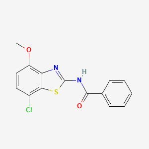 molecular formula C15H11ClN2O2S B2740420 N-(7-氯-4-甲氧基苯并[1,2-d]噻唑-2-基)苯甲酰胺 CAS No. 886963-48-0