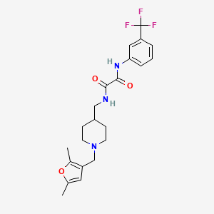 molecular formula C22H26F3N3O3 B2740425 N1-((1-((2,5-二甲基呋喃-3-基)甲基-哌啶-4-基)甲基)-N2-(3-(三氟甲基)苯基)草酰胺 CAS No. 1235641-78-7